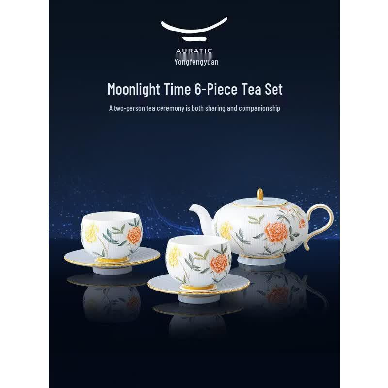 Auratic Moonlight Ceramic Relief Chinese Tea Set