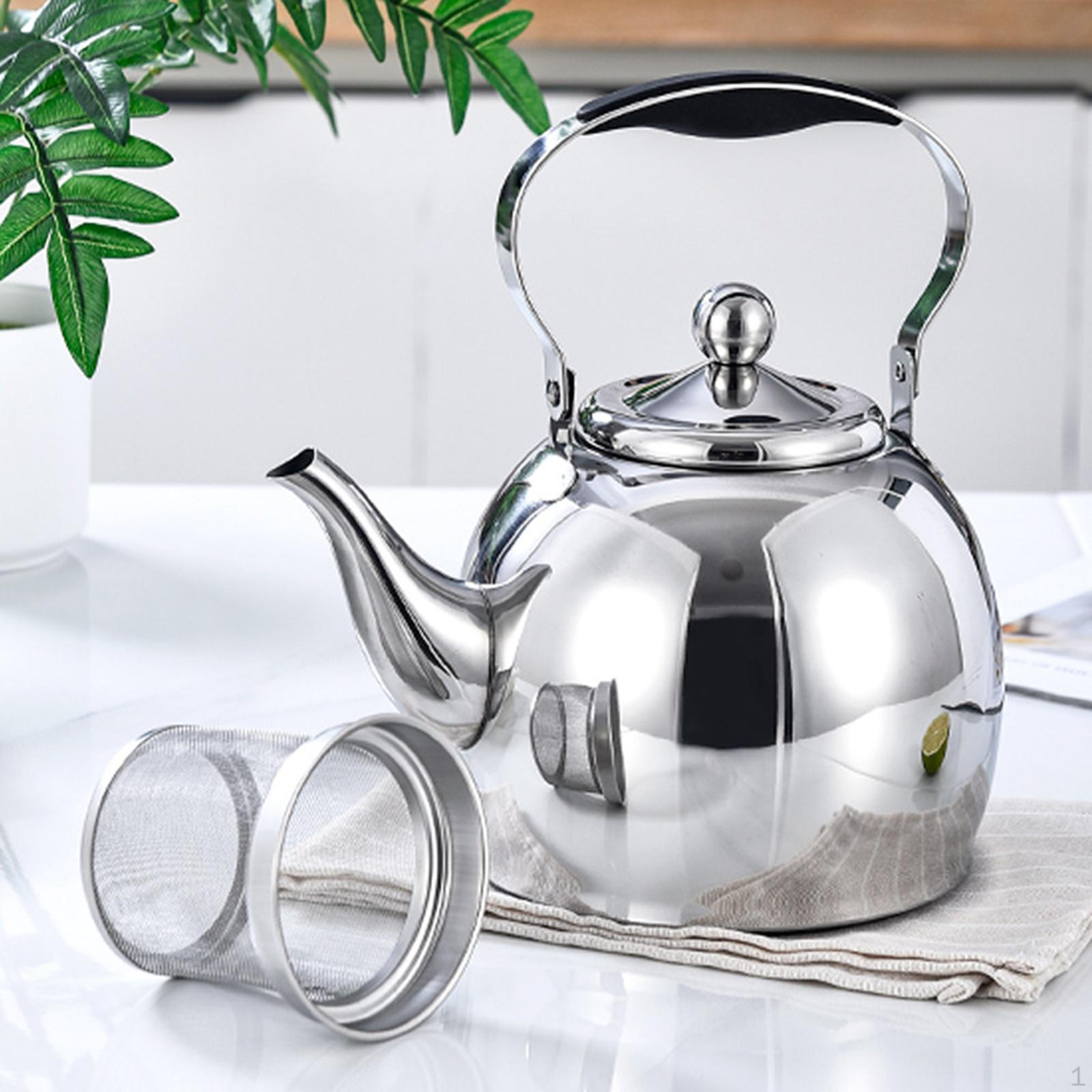 

2.0L Stainless Steel Teapot Coffee Tea Kettle Daily Use Thickened Pot Water Boiler Jug for Hotel серебряный