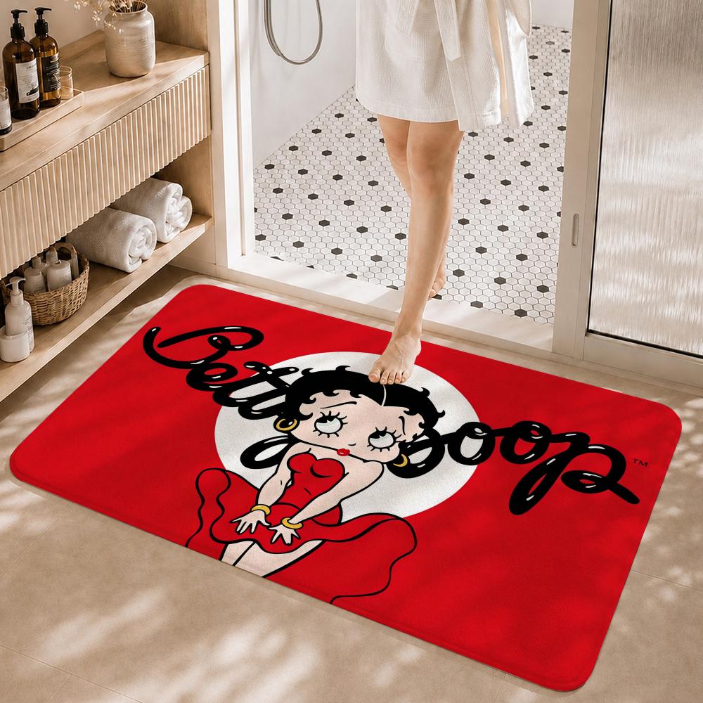 Vintage Cartoon B-Betty Boop Floor Mat Non-Slip Absorbent Floor Mat Decorative Rug for Home Bathroom Bedroom Entryway