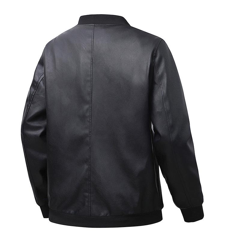 Men's Trendy PU Leather Jacket: Baseball Collar, Plus Size, Autumn/Winter, Dad Style