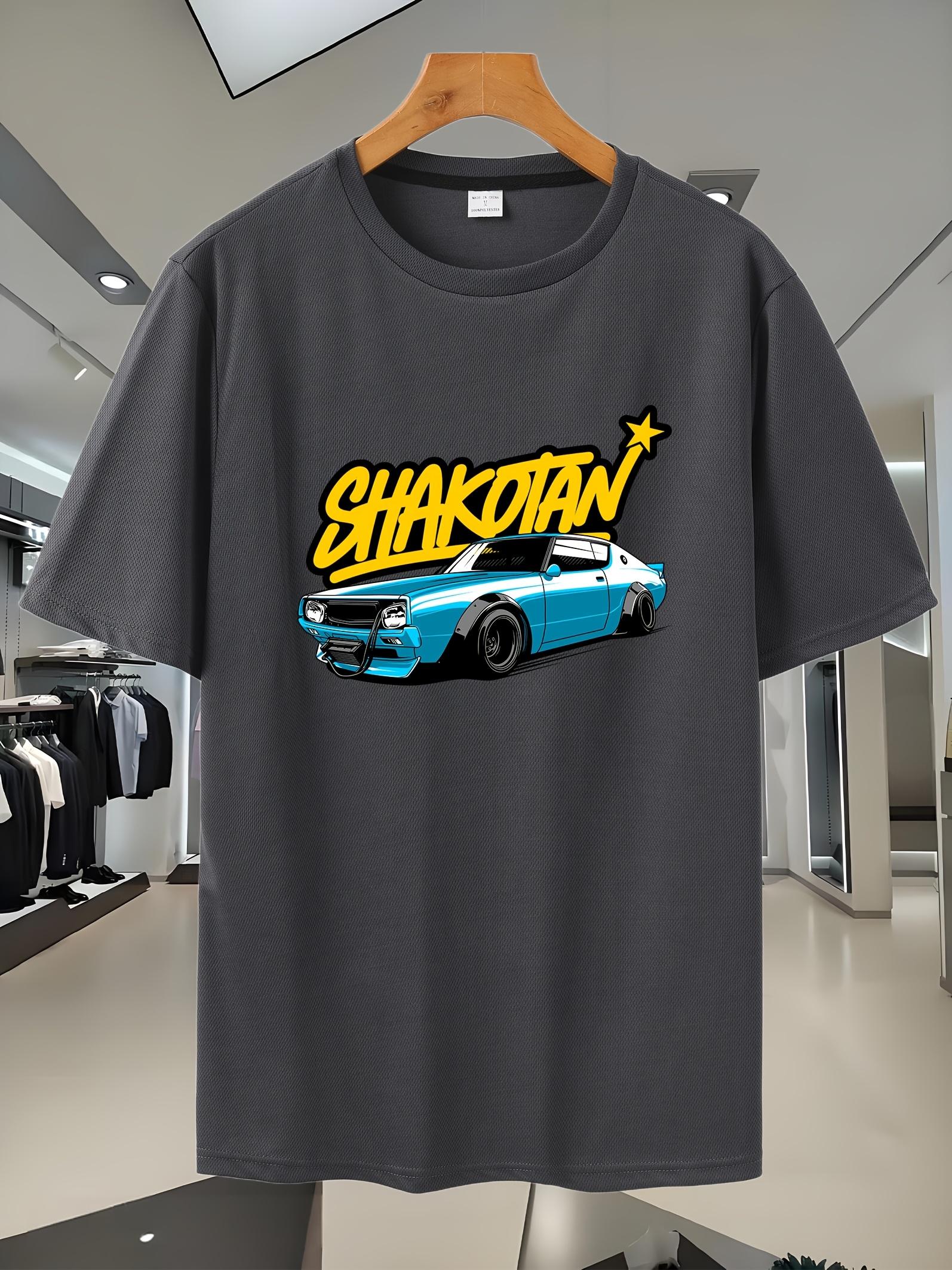 Sporty Graphic Print T-shirt - 100% Polyester Moisture-Wicking Breathable Fabric XXL