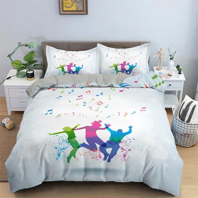 Music Theme Duvet Cover Microfiber Musical Symbols Comforter Cover Violin Piano Pattern Bedding Set Twin King Single Queen Size