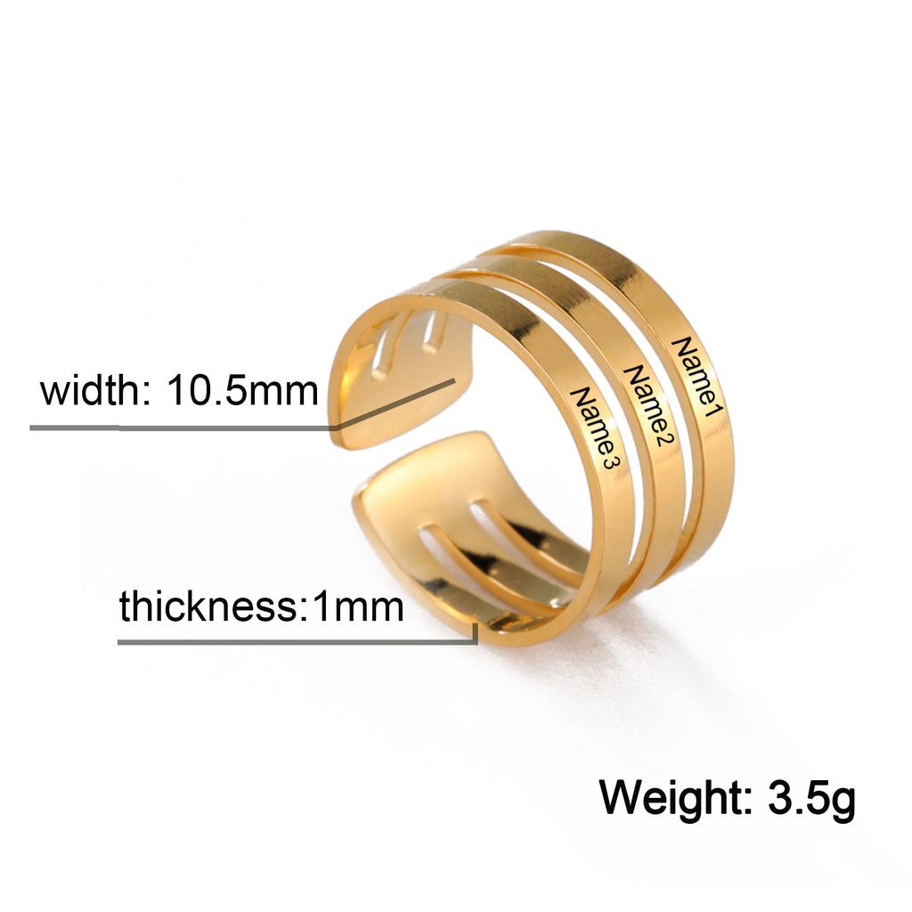 Personalized Finger Ring For Woman Men Family Engrave Name Custom Couple Lover Gift Metal Stainless Steel Gold Color Jewelry