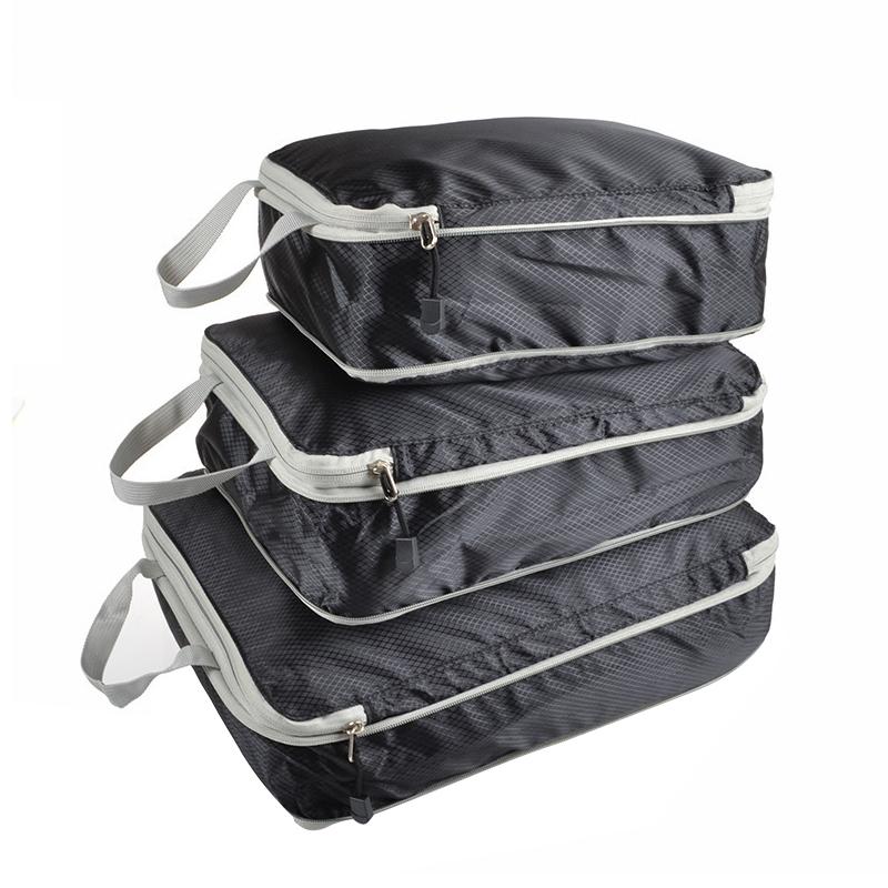 3 шткомпл сжимаемая упаковка дорожная сумка для хранения кубиков водонепроницаемый чемодан для одежды нейлоновый портативный чемодан с сумочкой органайзер для багажа чёрный 1919₽