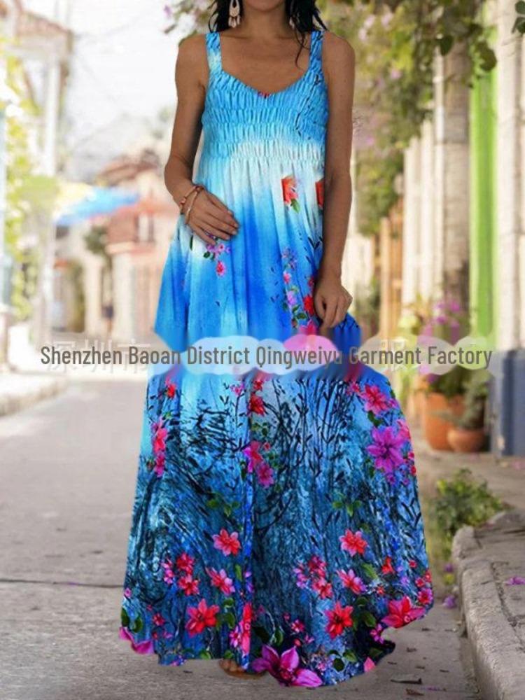 2025 Bohemian Off Shoulder Strapless 3D Tie Dye Dress