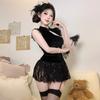 Sexy lingerie retro new Chinese cheongsam sexy velvet lace mesh buckle cheongsam sex nightdress