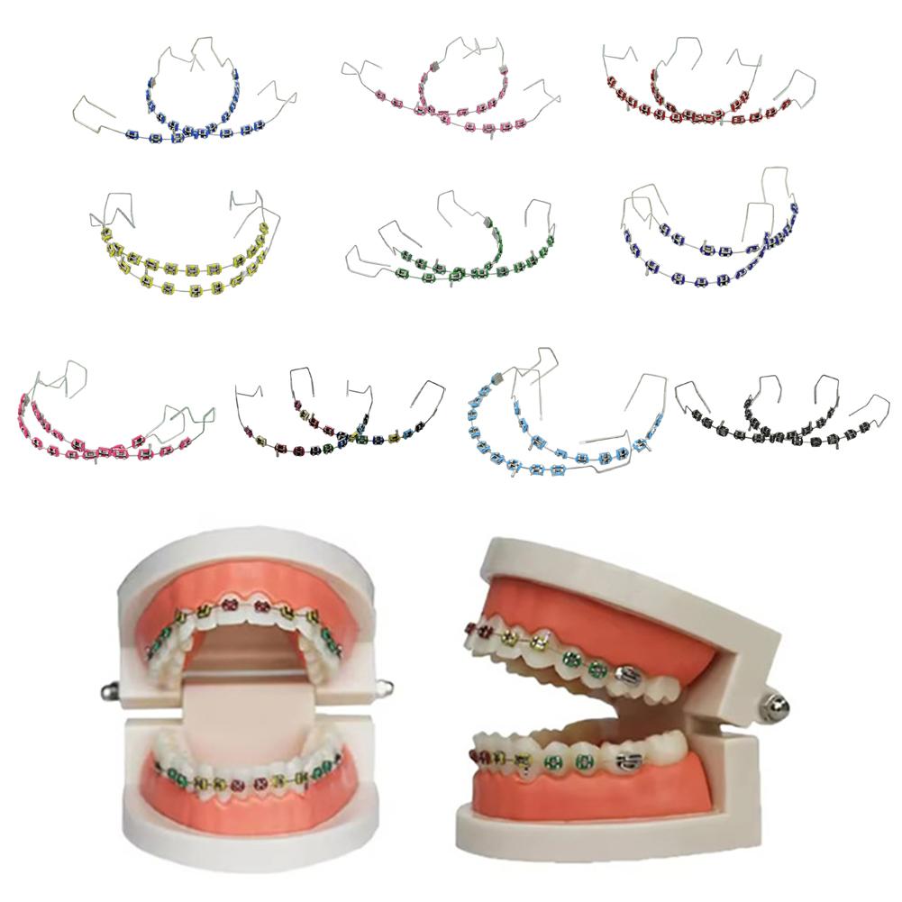 2Pcs Dental Fake Braces Metal Wires Bracket Temporary Tooth Decoration Dental Fashion Decoration for Daily Tooth Protect