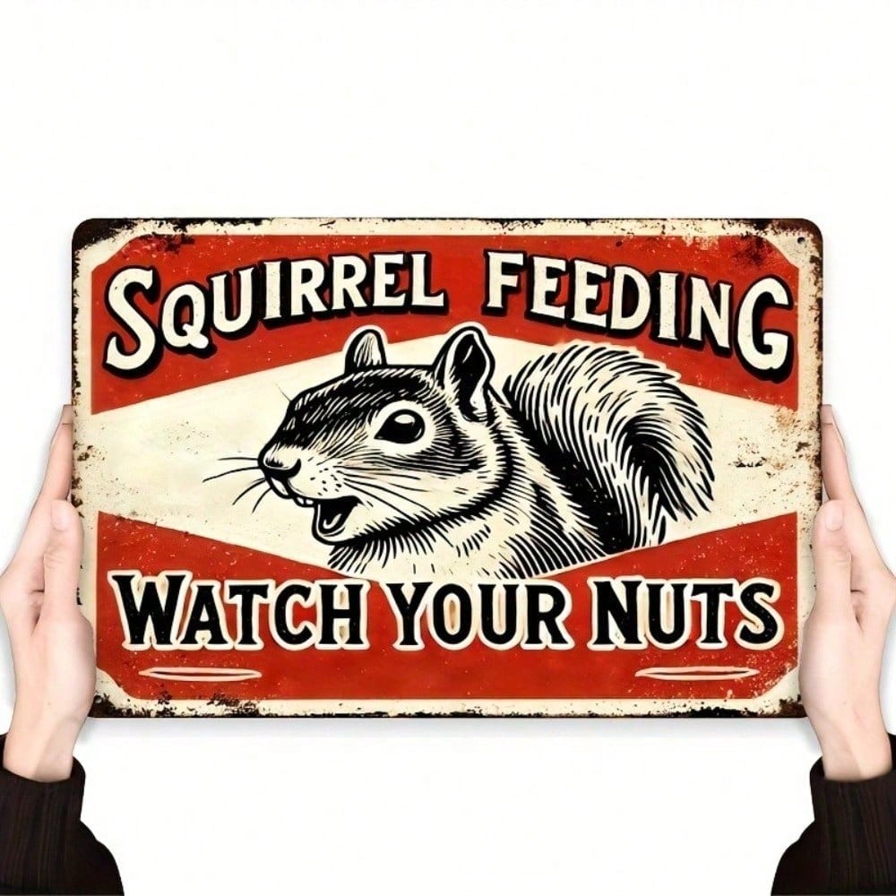 Funny Farm Decor Rustic Iron Metal Sign Watch Your Nuts Vintage Rectangular Plaque for Home Garden