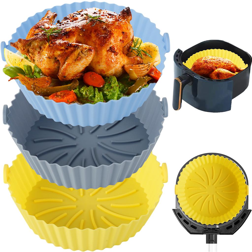 3/2pc Air Fryer Silicone Liner Soft Baking Pan Reusable Airfryer Oven Baking Tray Fruit Wash Basket Pizza Pan Liner Accessories