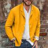 Men's Solid Color Casual Cardigan Button-up Collar Long-sleeved Shirt