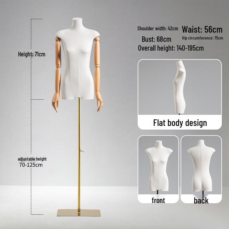 Adjustable Height Mannequin Stand with Arms for Women's Clothing Display
