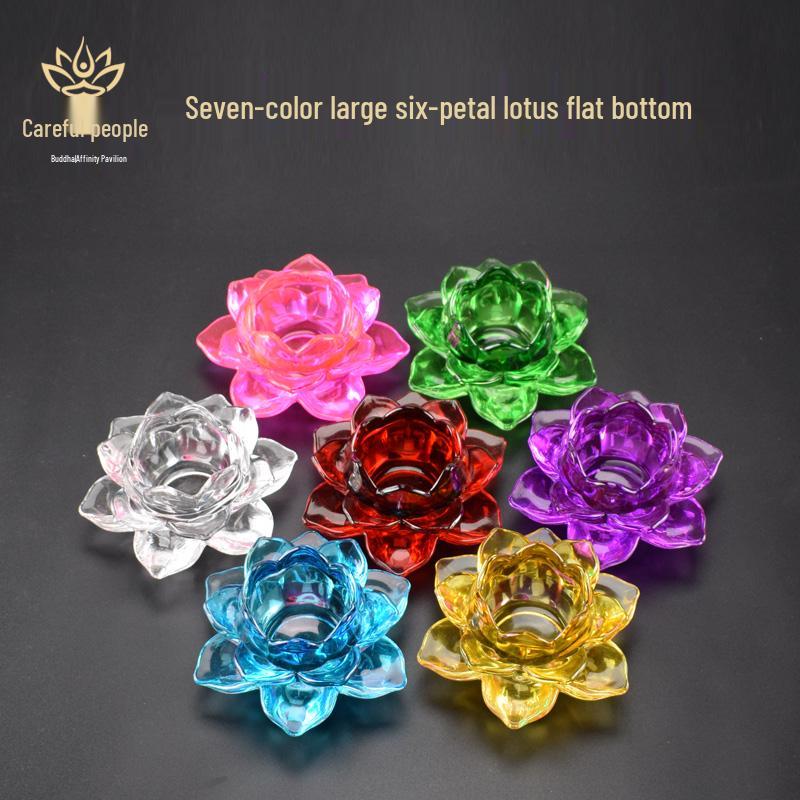 Crystal Lotus Candle Holder for Ghee Buddha Lamp