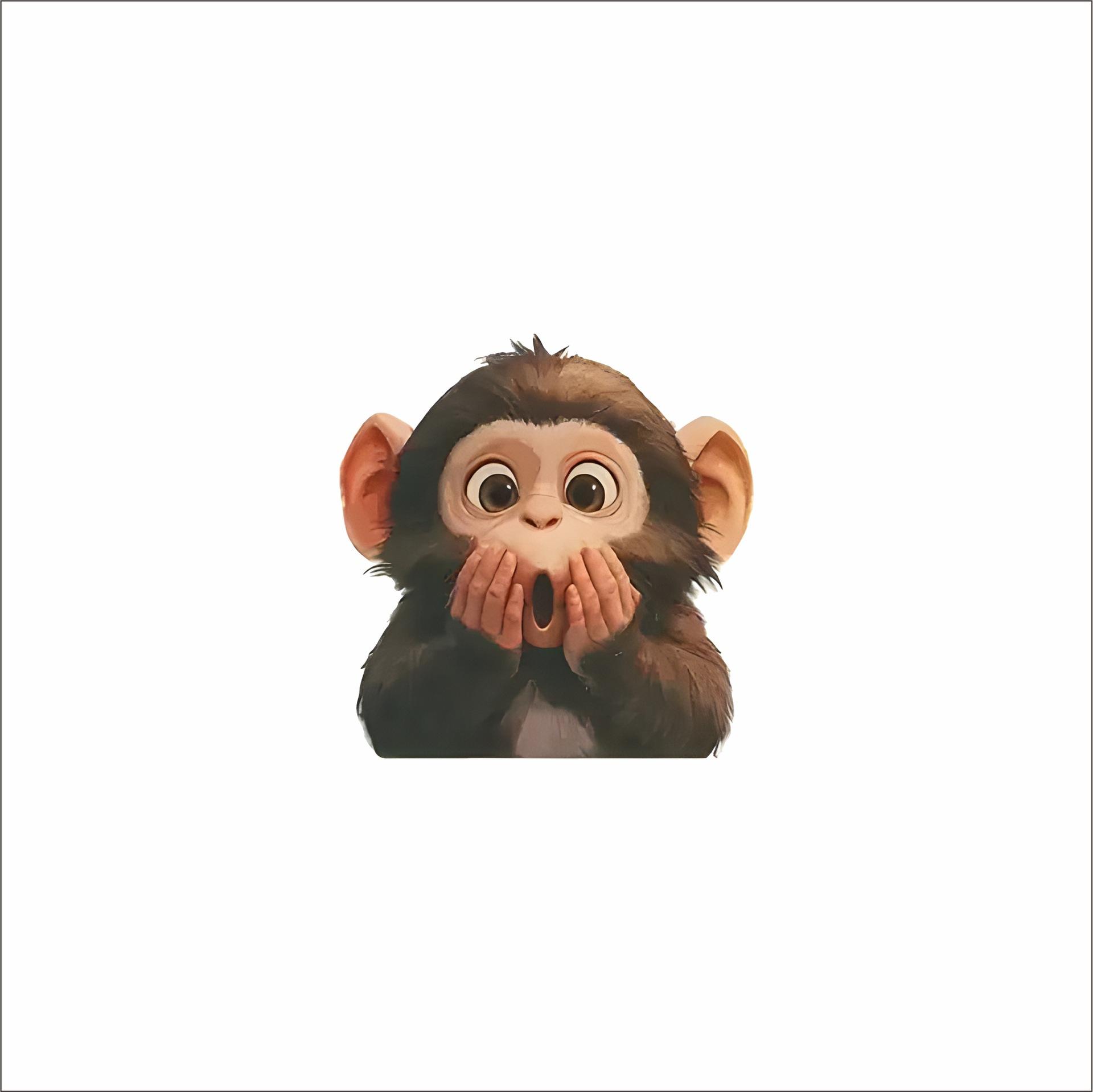 

Cartoon Little Monkey Switch Sticker Cute Hand Covering Mouth Kids Room Funny Wall 15x14cm разноцветный