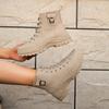 Winter Square Heel Modern Boots Ankle Zip Ladies Shoes  Fashion Round Toe Cross-tied Mid Heel Punk Women's Boots Botas
