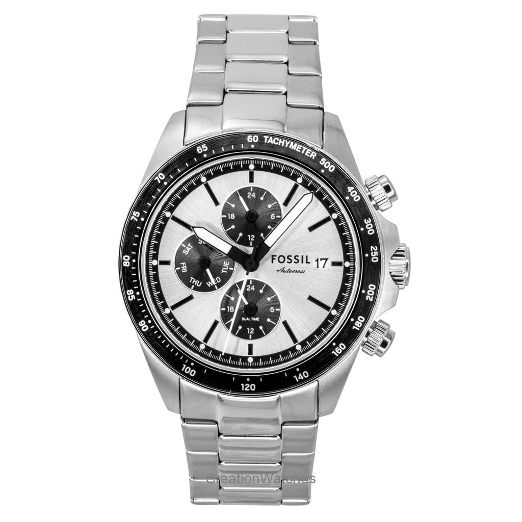 Мужские часы Fossil Autocross Multifunction из нержавеющей стали с серебристым циферблатом, кварцевые, FS6124 серебряный