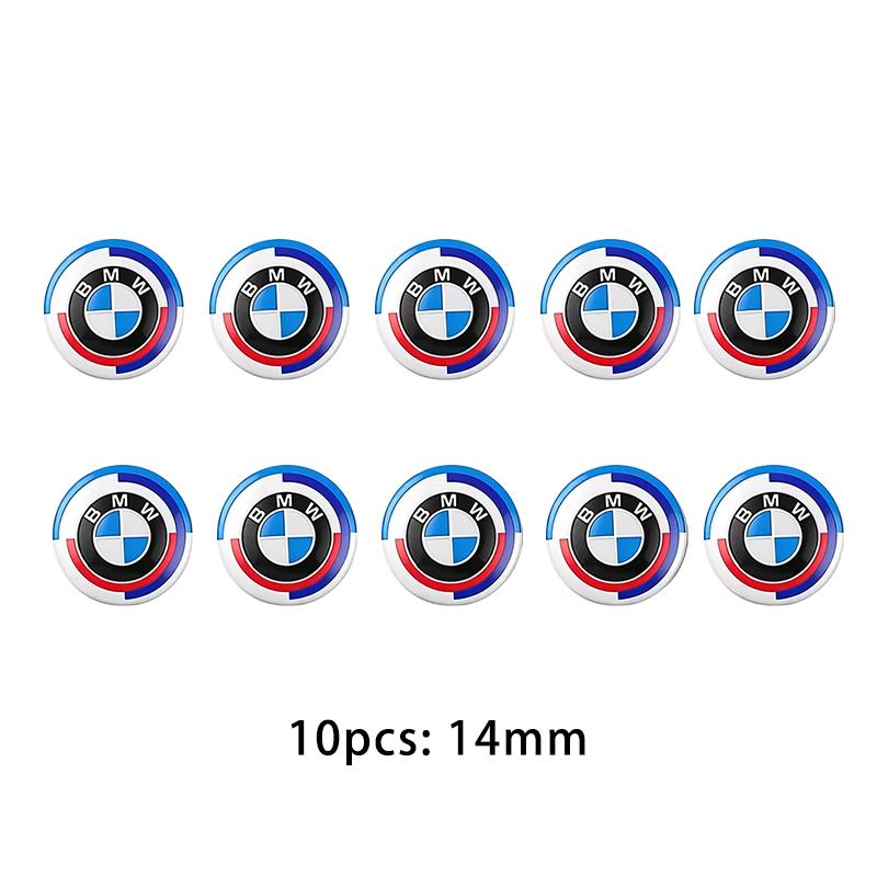BBKP7 11mm 14mm 5/10pcs Car Remote Key Emblem Sticker For BMW 50th Anniversary M Power I3 G08 F15 F16 G20 E34 F94 F95 G30 G11 G12 E36