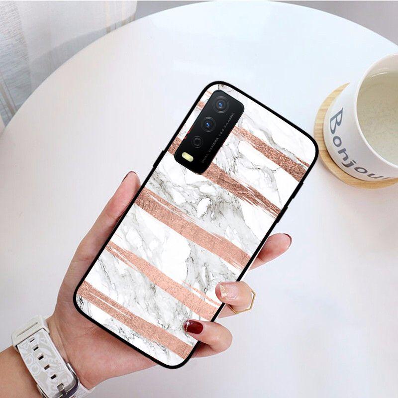 Fashion Geometric Splice Pattern Marble Phone Cover For Vivo Y31 Y30 Y33S Y11S Y12S Y17 Y20 Y21S Y1S Y53S Y15 Y19 Y91C V23 Cases