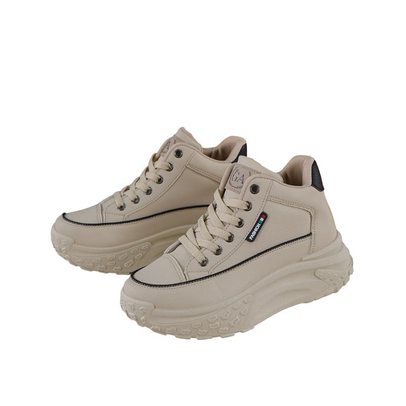 Scarpe alte bianche autunno nuove per studentesse, scarpe sportive e per il tempo libero con suola spessa che aumentano l'altezza