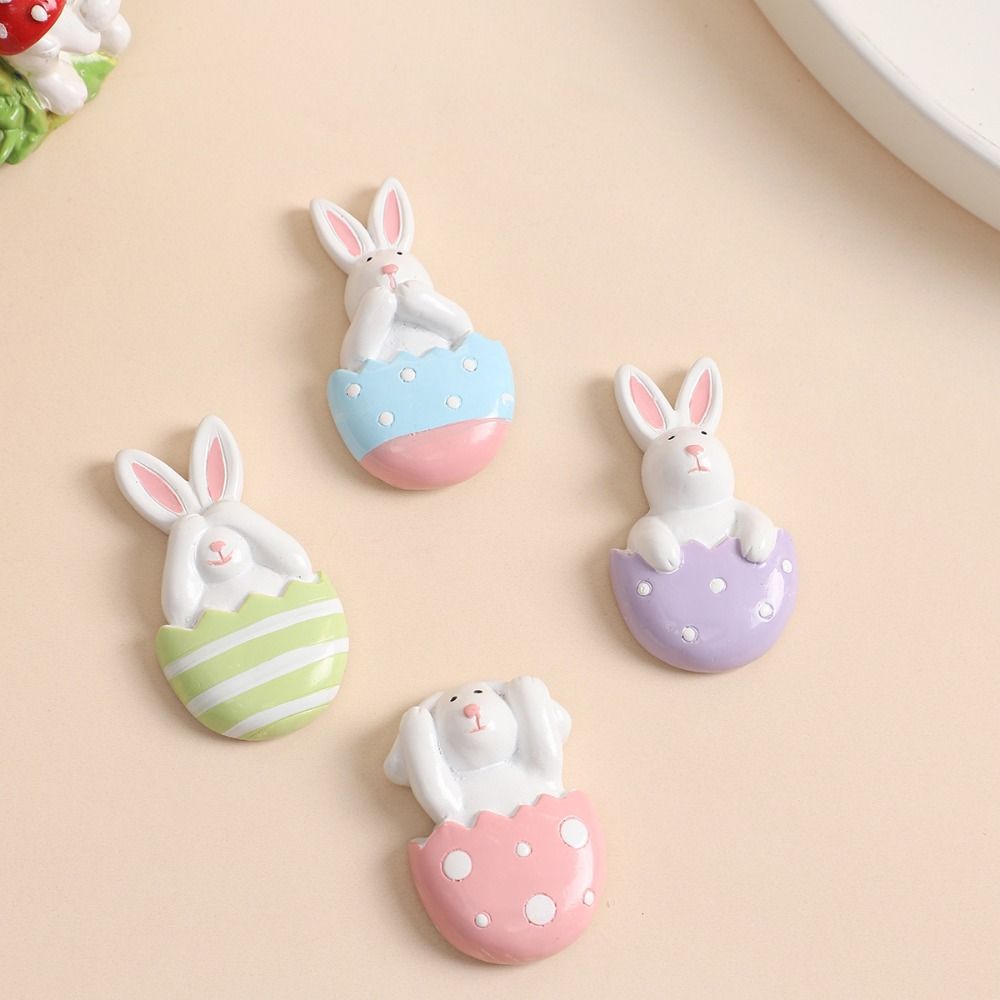 4Pcs Happy Easter DIY Easter Bunny Stickers Cartoon Resin Easter Decorations Kawaii 3D Refrigerator Stickers Party Decoration