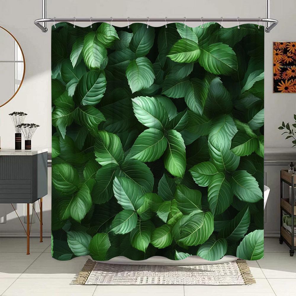 

Jungle Leaf Shower Curtain - Waterproof,Mildew-Resistant with Lush Tropical Greenery Design for Vibrant and Fresh Bathroom Decor W90XH180cm