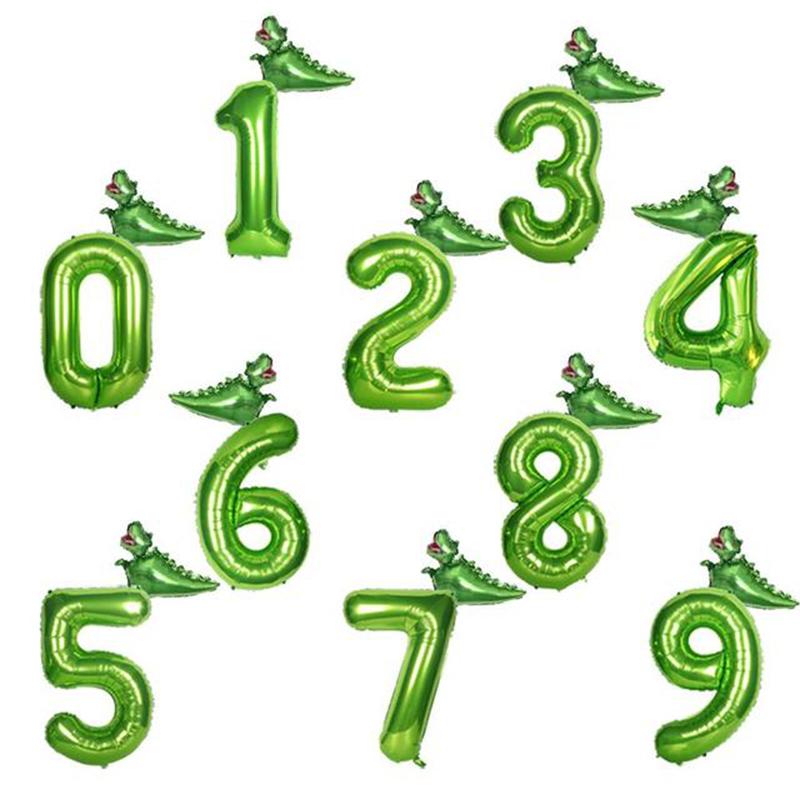 Dino 40inch Green Number Balloons Roar Dinosaur Party Decorations Balloon Jungle Party Boy Birthday Party Decor Baby