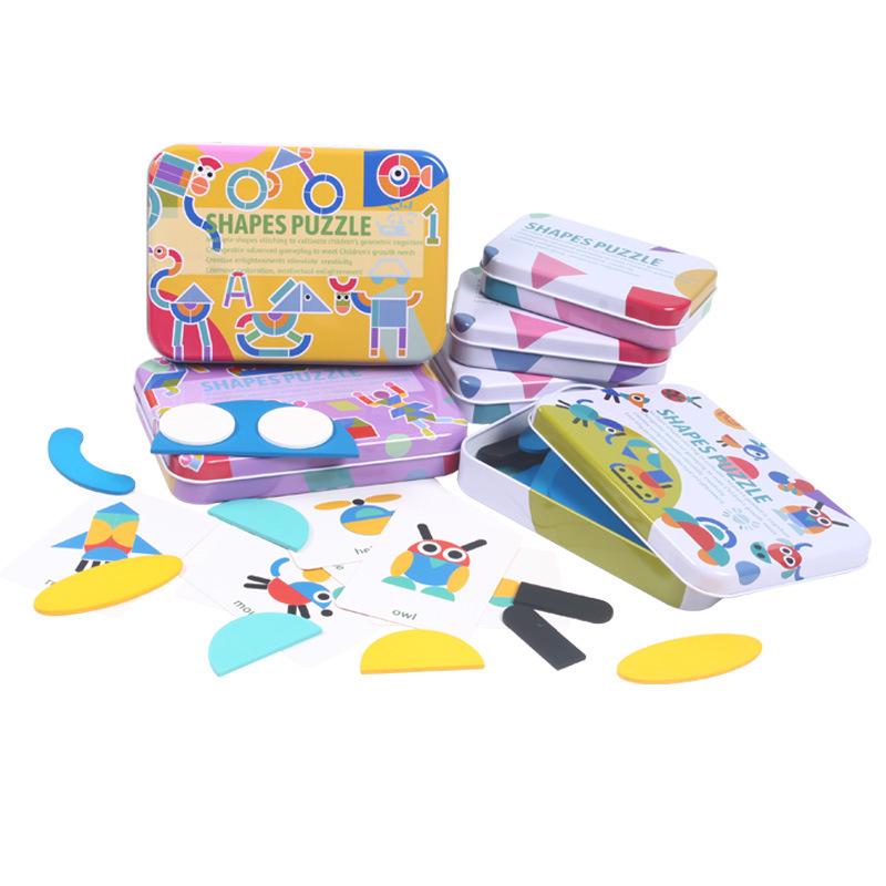 Geometric Shape Tangram Puzzle Wooden Toy for Toddlers