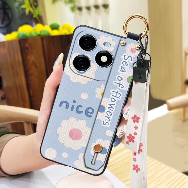 Fashion Design Durable Phone Case For Tecno Spark20/KJ5 Flower Anti-knock Phone Holder Anti-dust Dirt-resistant Ring