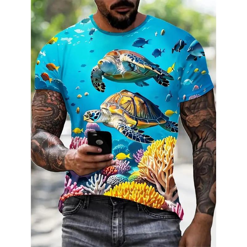 3D Print Men'S Ocean Animal Fish Graphic T-Shirt New In Casual Crew Neck Short Sleeve