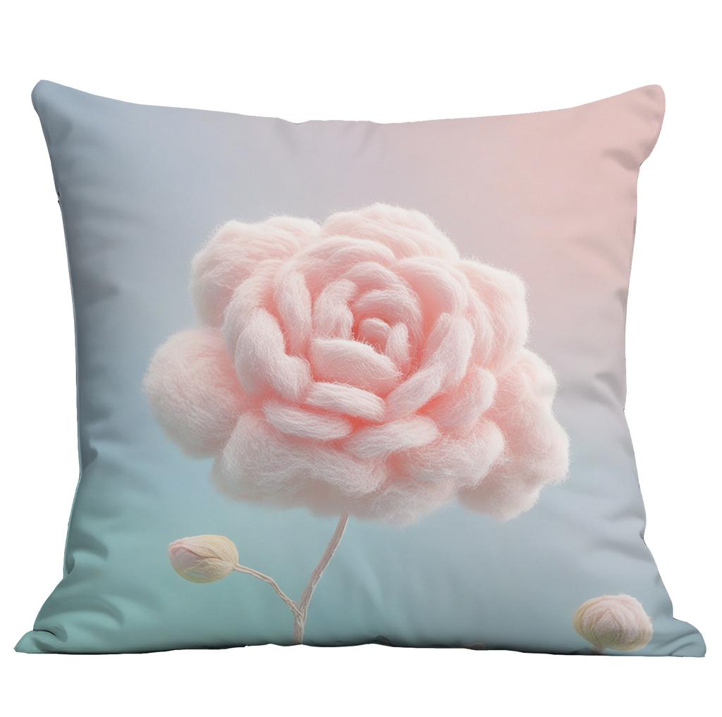 New 3D Imitation Plush Pink Rose Pillow Cover Short Fur Home Sofa Cushion Pillow Cover Premium Durable Quality