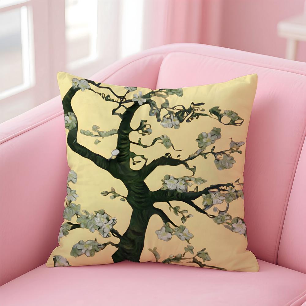 Watercolor Painting of Orchid Plants Cushion Cover Pillow Case Soft Skin Friendly Fabric  Concealed Zipper