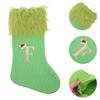 Large Green Knitted Christmas Stocking Letter M Embroidered Xmas Hanging Loop Holiday Party Decor Candy Treat Bag