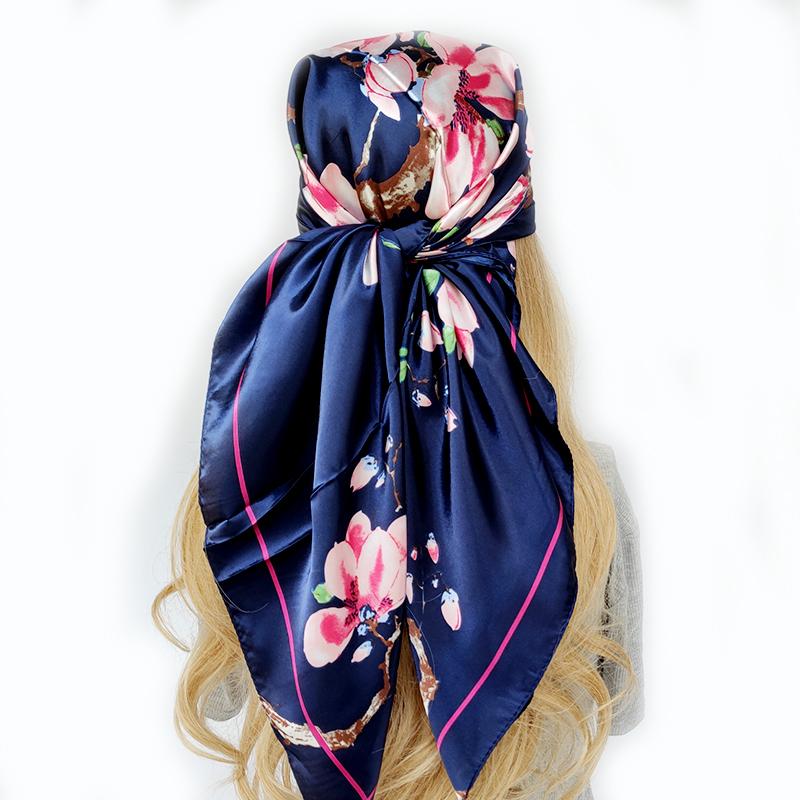 Europe And America Square Shawls Four Seasons Popular Silk Scarves Luxury Style Sunscreen Kerchief New Fashion 90X90CM Headcloth