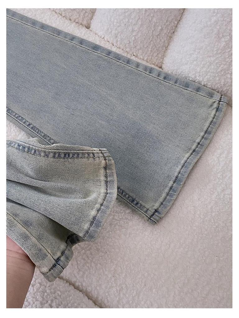 Light American Retro High-Waisted Flare Jeans for Women - Slimming Elastic Skinny Fit, Floor-Length, Spring/Autumn 2026