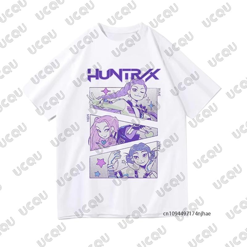 

2025 Новый K-Pop Охотники на демонов Принт Huntrix Мужской спортивный костюм Футболка+Пижамные брюки Комплект Повседневный костюм для пар Модные комплекты из 2 предметов S