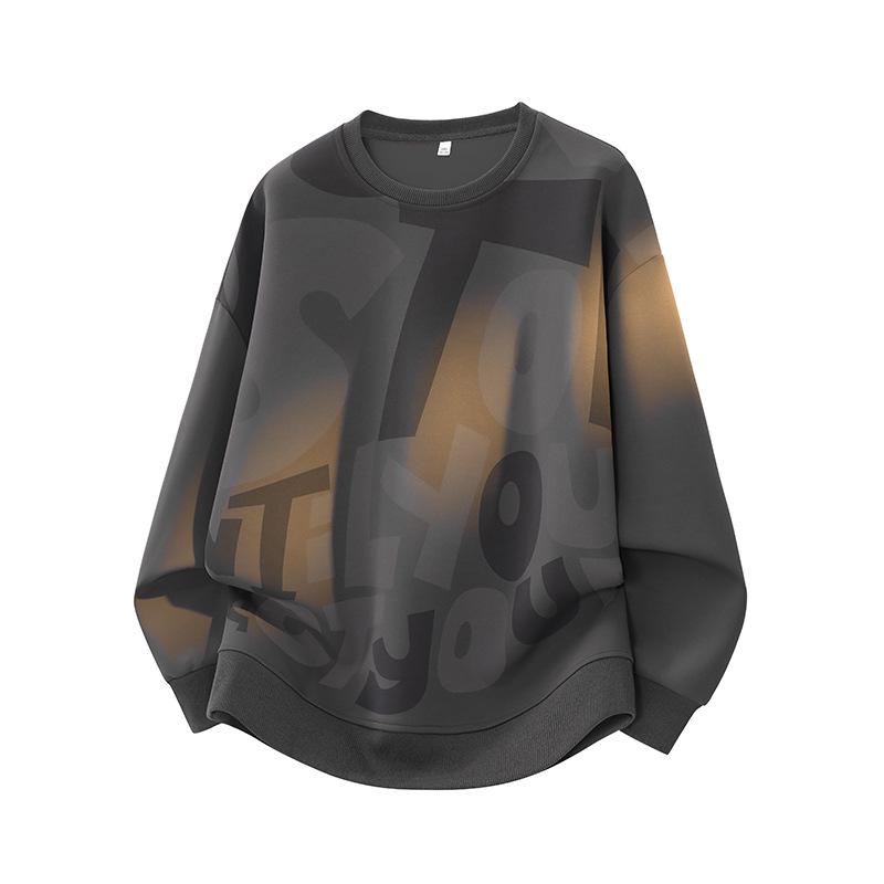 

Customizable Plus Size Men s American Style Fleece-Lined Thick Hoodie - Trendy Round Neck Top 4XL
