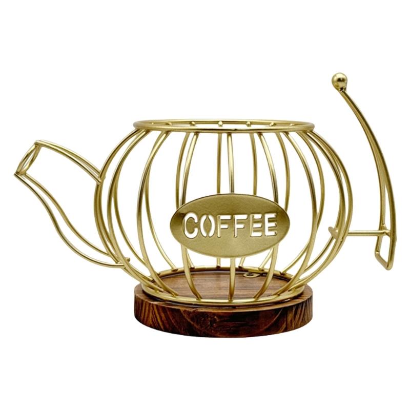 Decorative Coffee Pod Storage Basket With Large Capacity Iron Structure For Capsules Snacks Fruits Home Use
