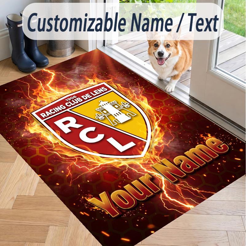 Custom Text Printed Rug Racing Club De Lens Non Slip Floor Carpet For Home Room Decor