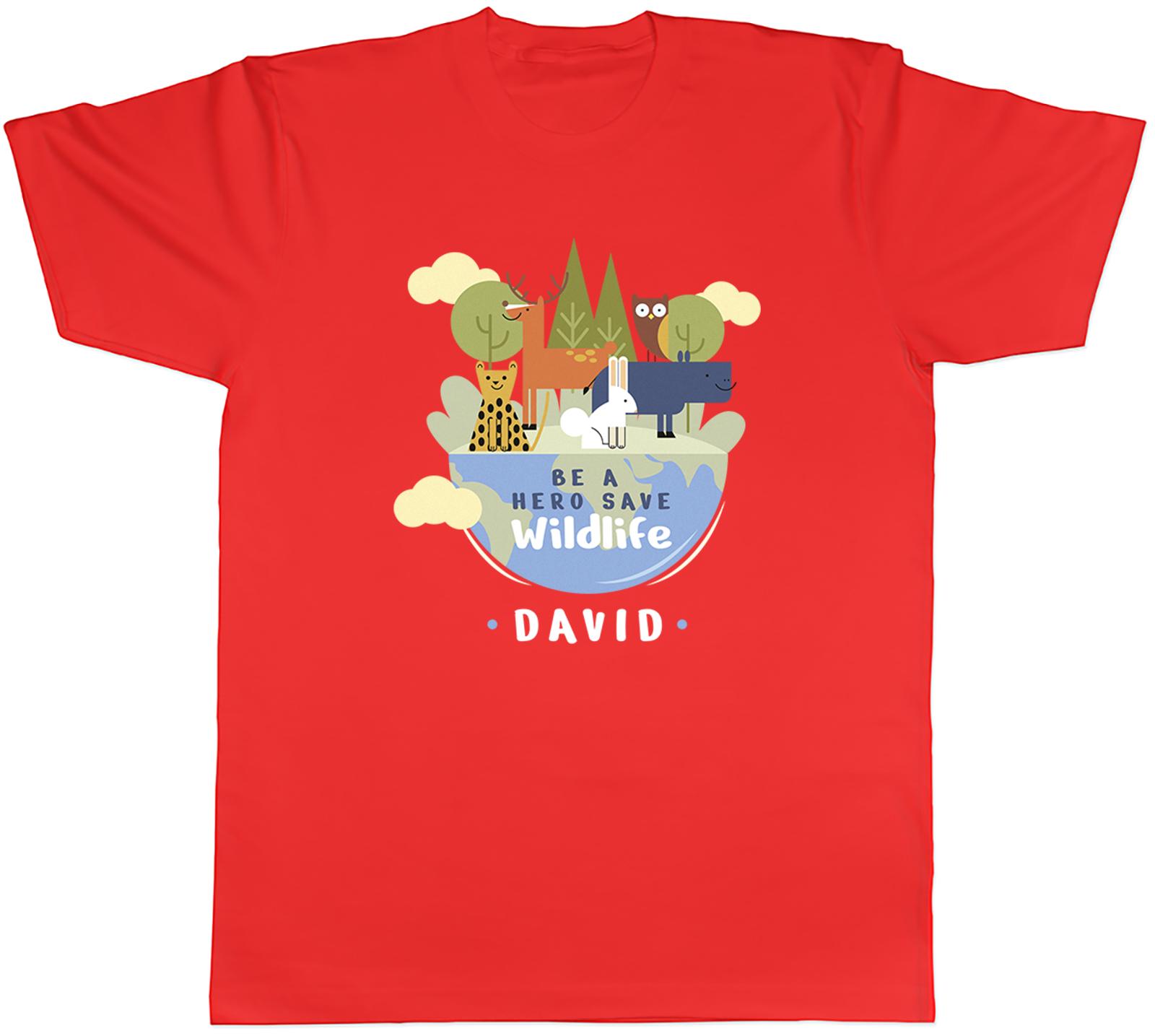 Personalised Be a Hero Save Wildlife Animals Unisexs TShirt Tee Gift Top S