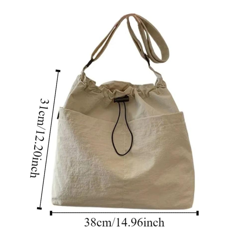 Solid Color Versatile Shoulder Bag Oxford Cloth Drawstring Shoulder Bag  Summer Popular