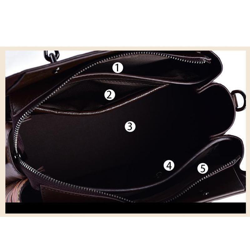 Johnature Luksus håndveske Damevesker Designer Retro Cow Leather Bag Håndlaget preget dame skuldervesker