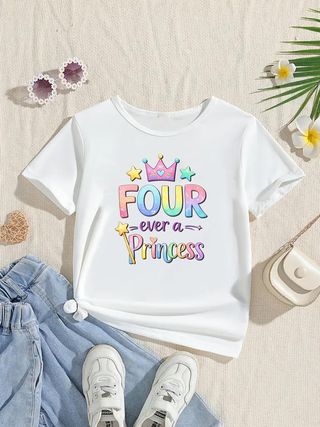 Four Ever a Princess Shirt4th Birthday Girl ShirtPrincess Birthday Party Shirt Four Year Old Birthday Girls Tee Birthday Gift 100