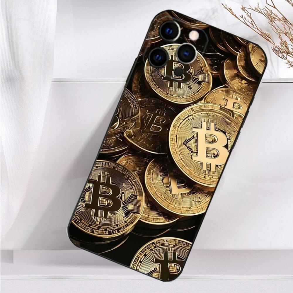Bitcoin Digital Currency Phone Case For iPhone 16,15,14,13,12,11 Plus,Pro Max,XS,X,XR,SE,Mini,8,7 Soft Silicone Black Cover