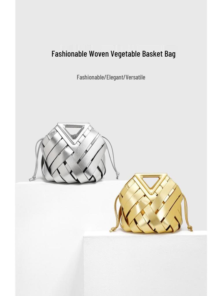 Magnetic Buckle Woven Triangle Women's Handbag - Large Capacity Crossbody Bag