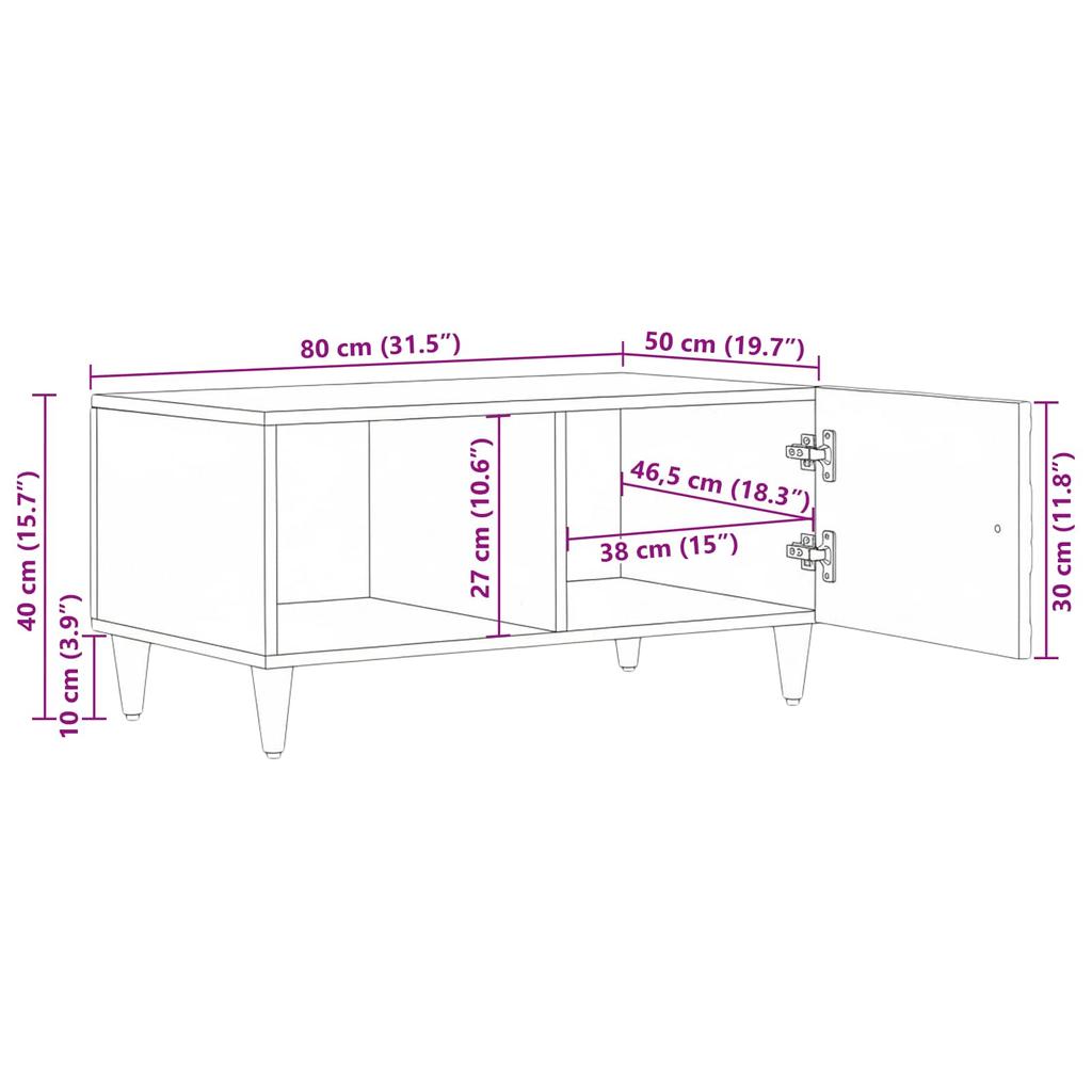 Coffee Table Brown 80 x 50 x 40 cm Solid Mango Wood
