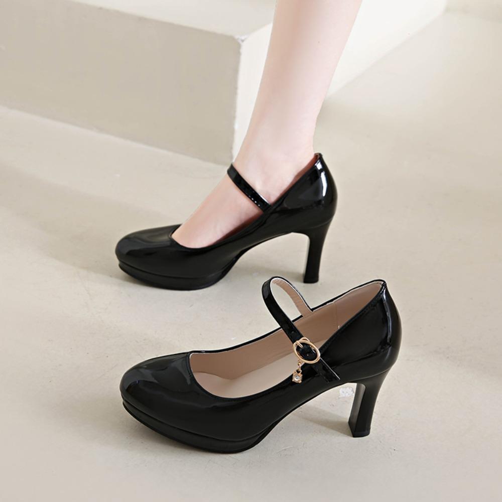 2025 Women's Black High Heels Spring Casual Shoes Women's High Heels Solid Color Wedge Shoes Plus Size High Heels Size 34-42