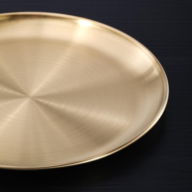Kitchen Stainless Steel Round Food Tray Korean Style Steak BBQ Buffet Plates Shallow Thicken Durable Dishes Storage Containers