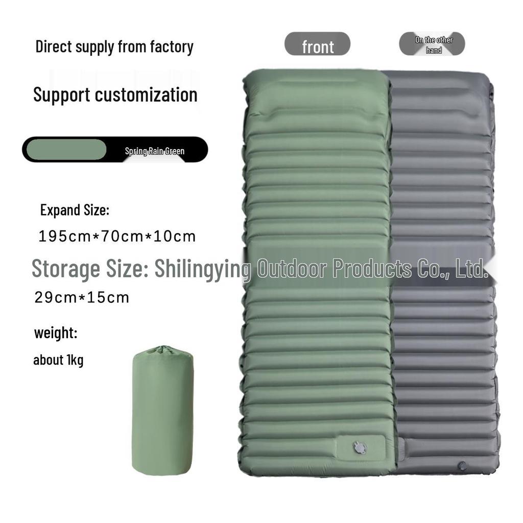 Portable Foot-Operated Double Camping Pad - Lightweight, Moisture-Proof Inflatable Mattress for Outdoor and Car Use