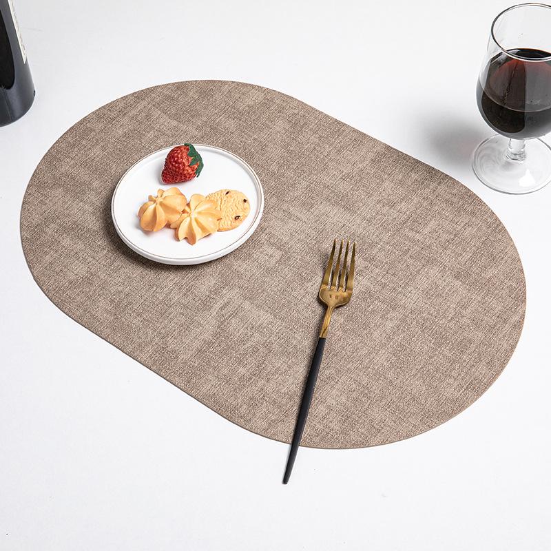 Nordic Oval Fabric Texture Placemat - Waterproof, Oilproof, Heat Insulation, Anti-Scald Mat 