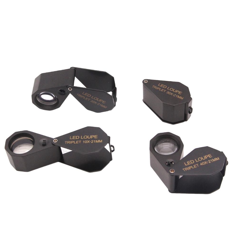 10X 20X 30X 40X Jewelry Magnifier Foldable Pocket Folding Magnifying Glass Jewelers Eye Loupe Magnifier for Jewelry Identifying