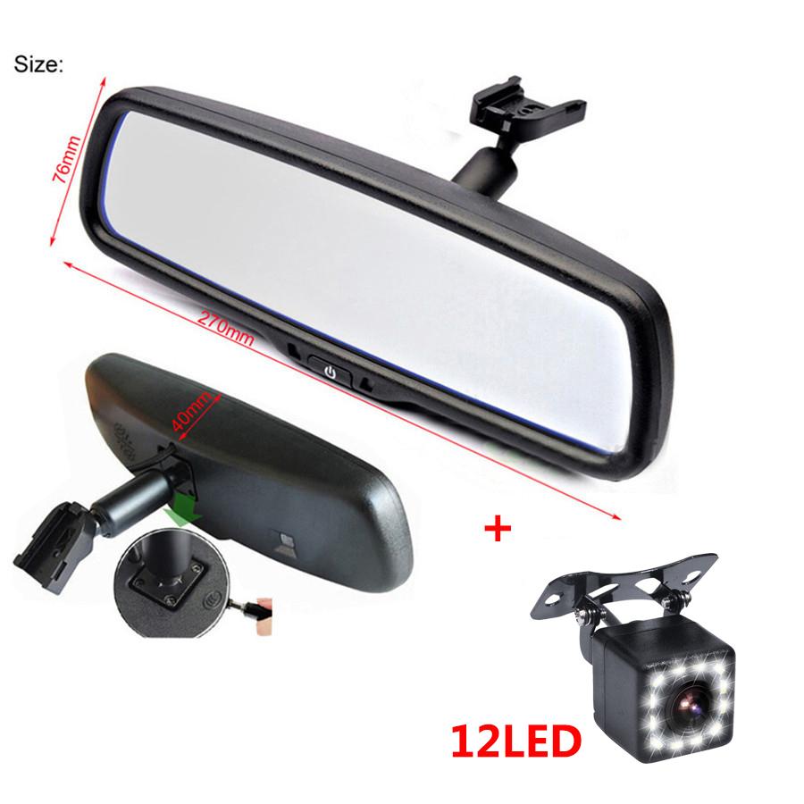 Universal 4.3 Inch Auto Dimming Rear View Mirror Monitor TFT LCD Color Car Monitor +12LED Camera HD Rear View Camera Built-in Special Bracket